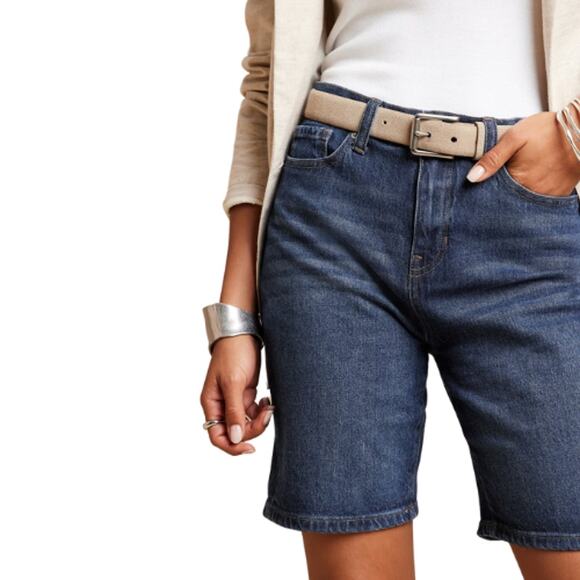 Banana Republic Bermuda Denim Jean Short in Dark Denim Size 2 (28) - Picture 1 of 3